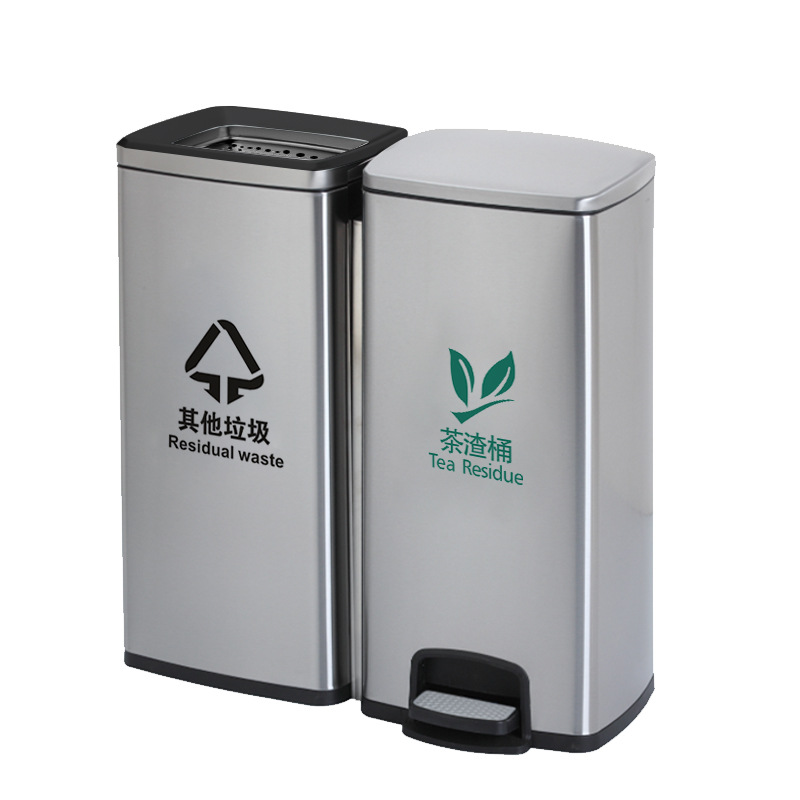 Tea residue bucket stainless steel tea water container household tea filter bucket commercial water zone filter grid garbage container dry and wet separation