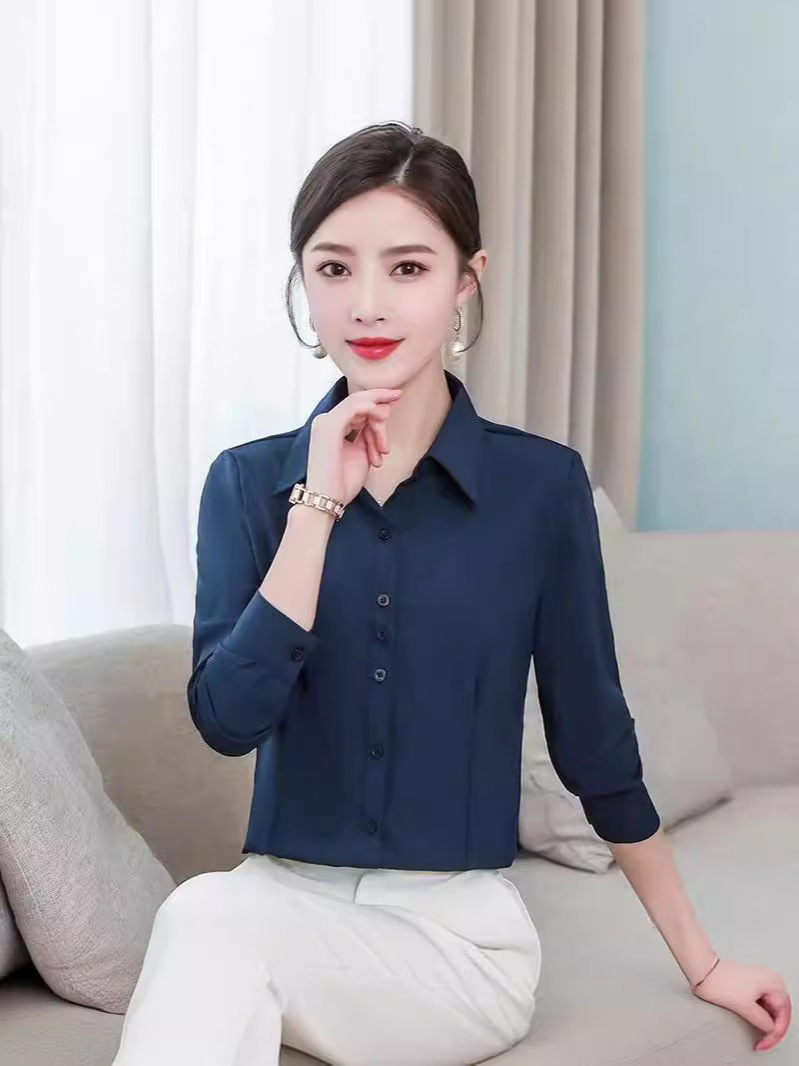 White Shirt Women's Korean-style Slim-fit Long-sleeved Multicolor Base Shirt Business Wear plus size Work Clothes Dress Student