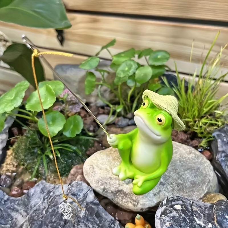 Outdoor Courtyard Garden Decorations Fish Pond Rockery Landscaping Resin Small Frog Fishing Creative Landscape Sculpture