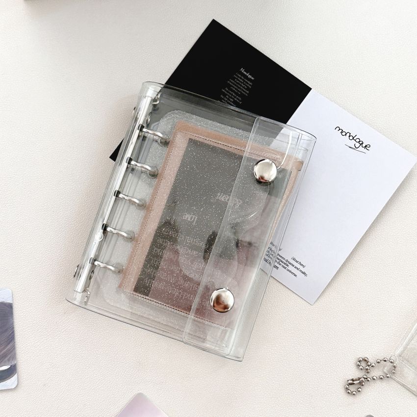 PVC Transparent M5 Tri-Fold Loose-leaf Hand Account Book Ins Portable Student Diary Notebook Sub-shell Storage Bag Card Cover