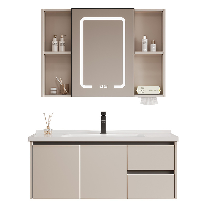 Space Aluminum 40cm Bathroom Cabinet with Sink Combination, Ceramic Integrated Basin Vanity for Washing and Storage
