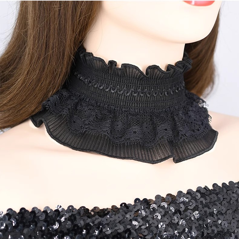 Korean Style All-match False Collar Women's Lace Necklace High Collar Neck Cover Scar Neck Jewelry Collar Neck Strap Autumn and Winter