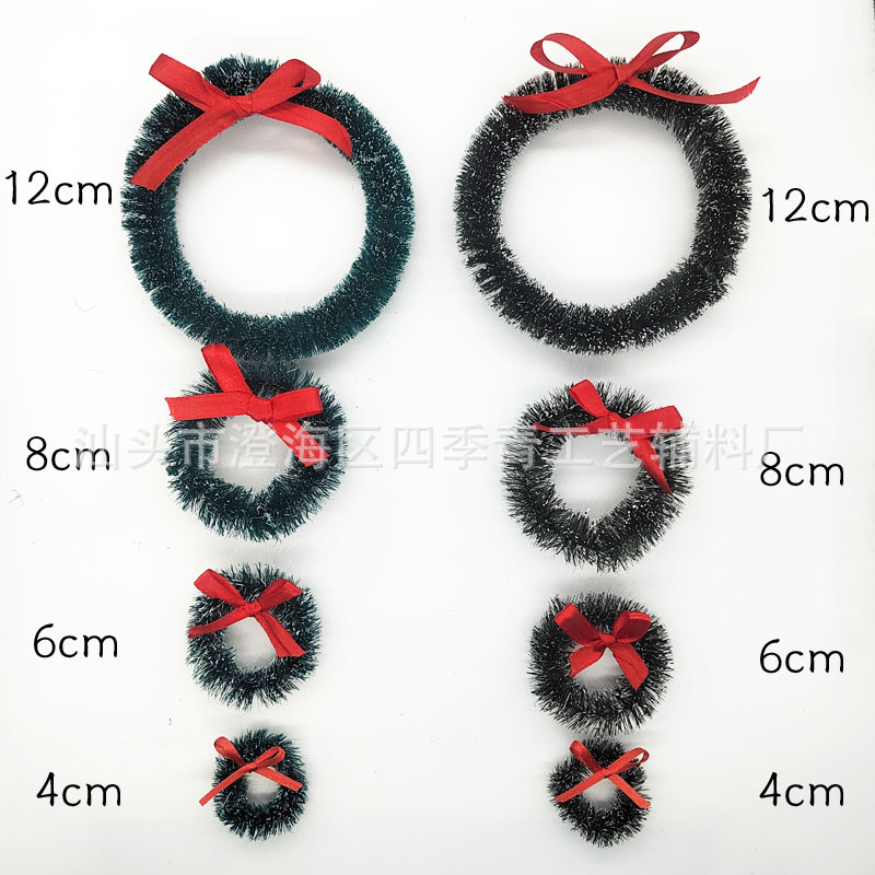 Christmas Small Wreath Bow Door Hanging Decoration Cross-Border Small Wreath Mini Sisal Silk Christmas Celebration Supplies Hanging Decorations