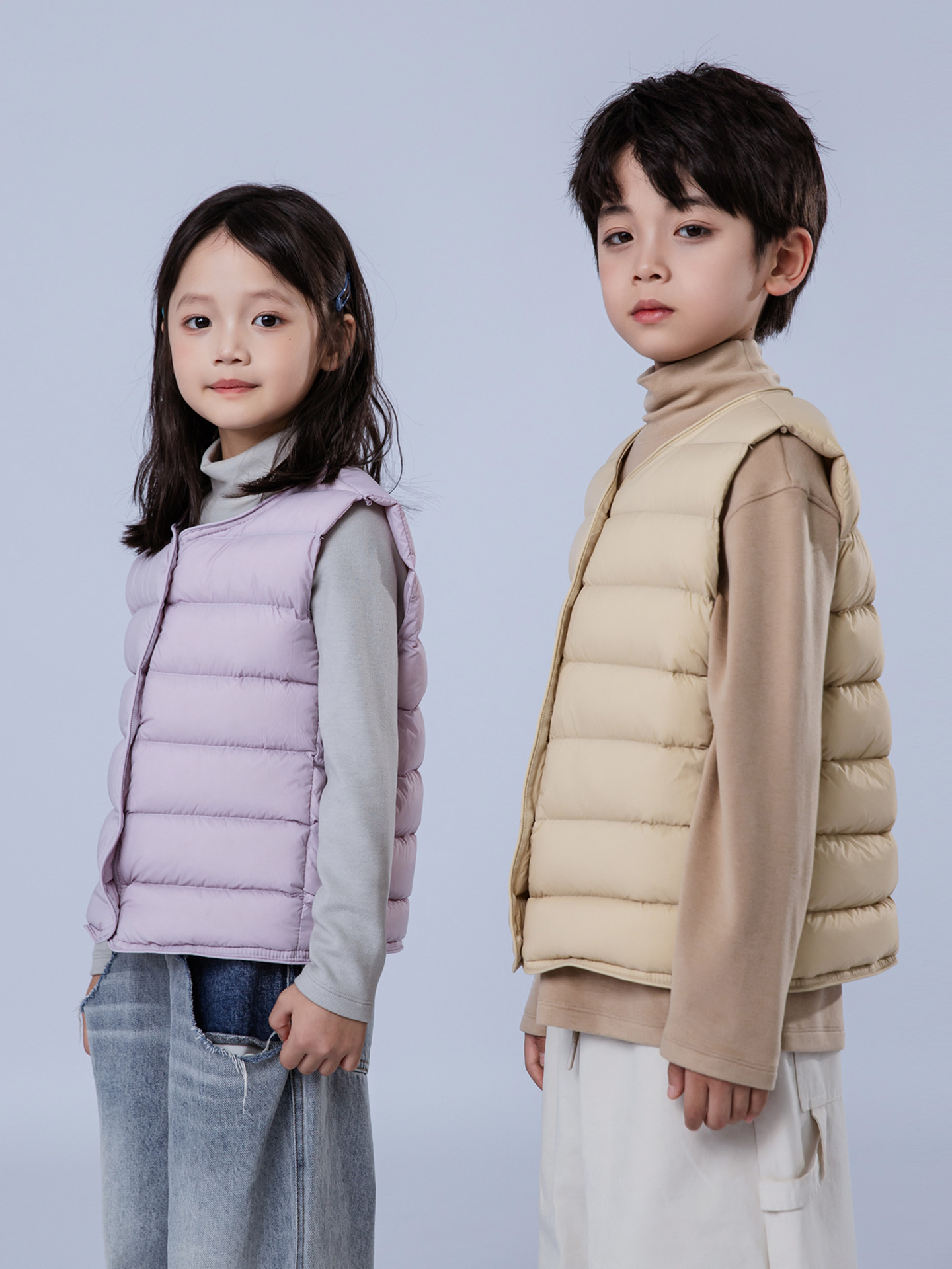 Children's Down Vest White Duck Down Vest Warm Lightweight Down Vest Inner Liner Boys Middle and Big Children's Vest Trendy