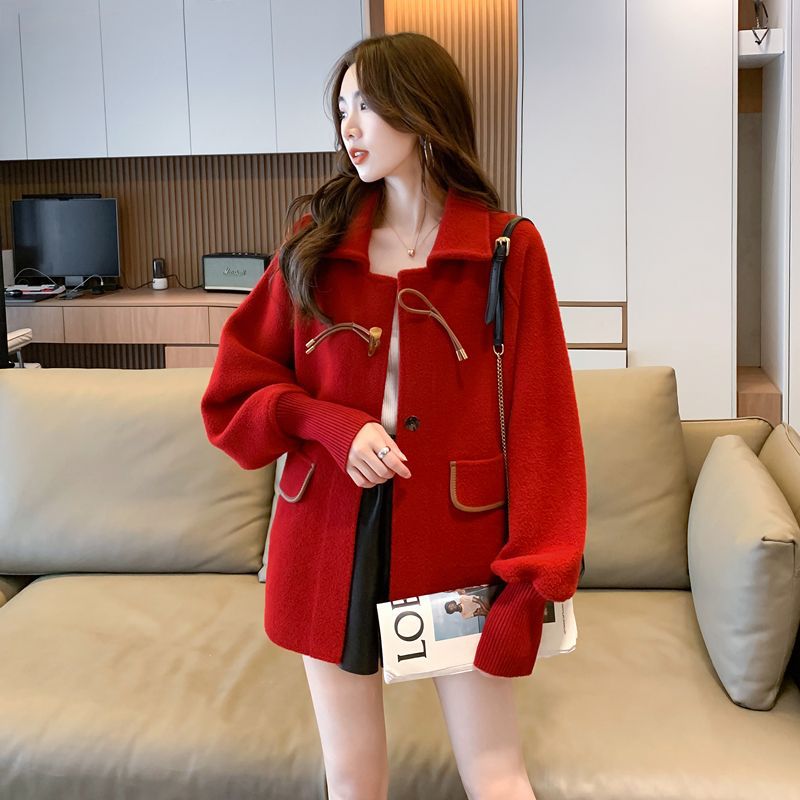 Chanel-Style Women's Autumn and Winter New Loose Plus-Size Coat with Fashionable Pockets and Toggle Buttons for Petite Figures
