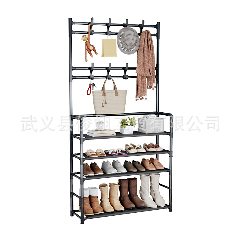 Multi-Layer Household Shoe and Hat Rack, Coat Rack, Entryway Shoe Rack, Student Dormitory Rental House Storage Rack, Metal Shoe Rack