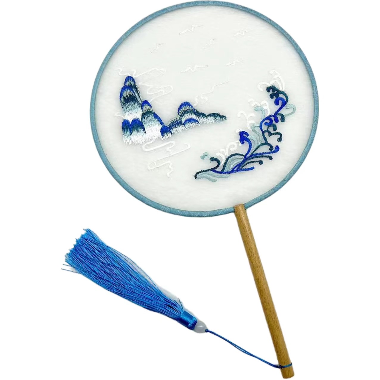 Single-Sided Embroidered Round Fan Su Embroider Ancient Style Dance Fan Scenic Spot Ancient Town Night Market Stall Retail Round Fan Round Fan Wholesale