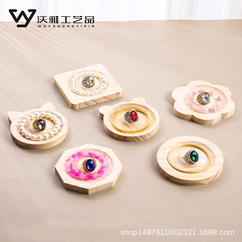 Solid Wood Jewelry Display Plate Jewelry Design Plate Play with Beads Handmade DIY Material Handstring Beads Bracelet Tray