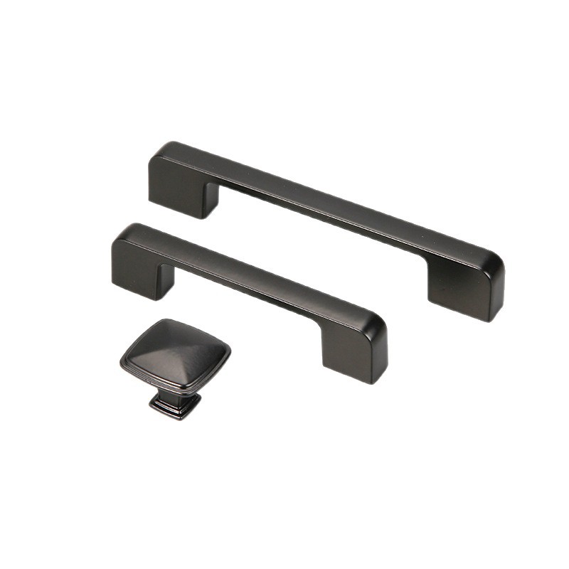 American Aluminum Alloy Black Handle Modern Simple Wardrobe Cabinet Door Handle Single Hole Aluminum Alloy Door Handle