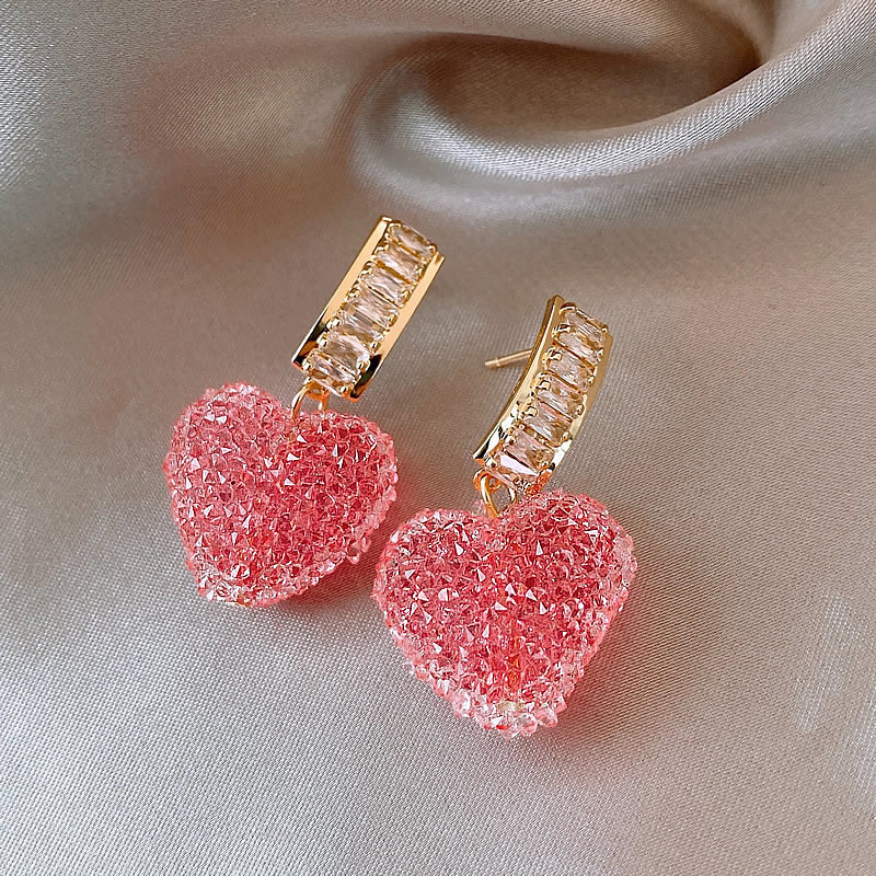 Love is full of ins heart earrings 2024 new fashion temperament high-end cute earrings earrings women's summer