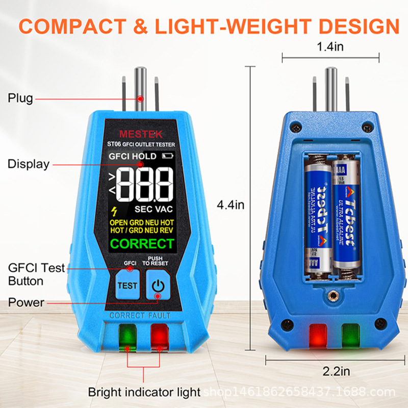 Us Standard St06 Socket Tester Power Polarity Test Phase Detection Leakage Switch Detection Socket Detector