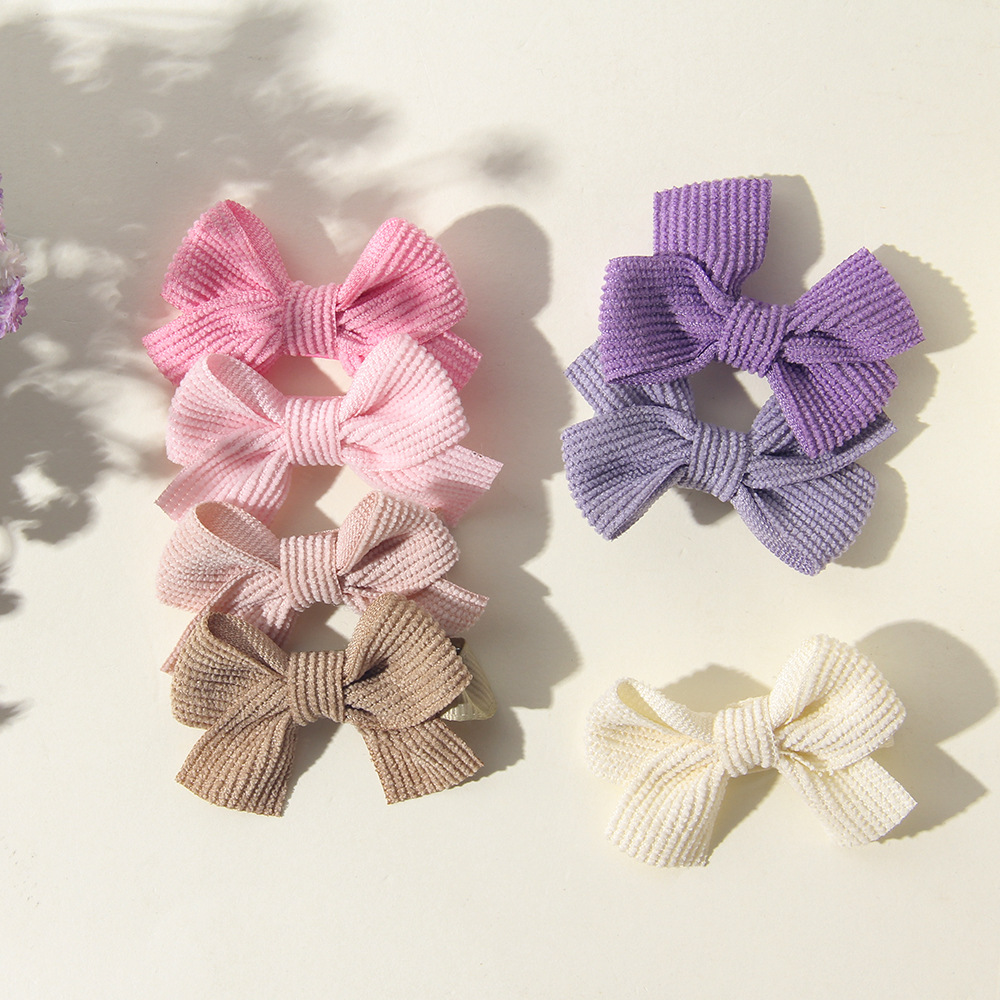 Cross-border Europe and the United States Amazon solid color vertical stripe children's hair clip edge bow baby side clip wholesale