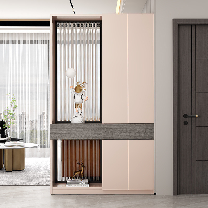 Solid Wood Home Entrance Entrance Cabinet Hall Cabinet Living Room Partition Cabinet Light Luxury Glass Screen Cabinet Door Entrance Entrance Cabinet Shoe Cabinet