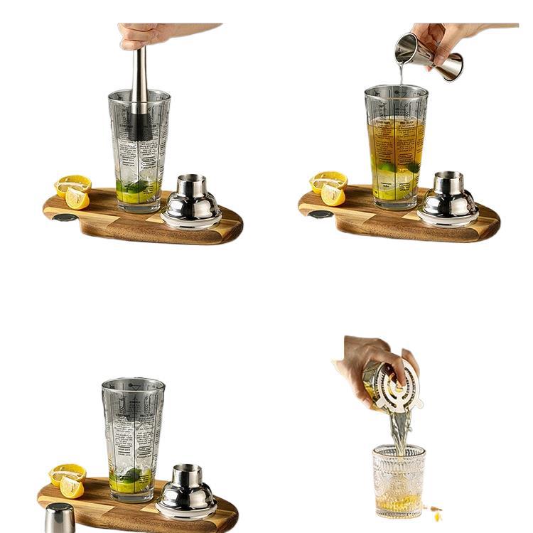 304不锈钢调酒器玻璃雪克杯手摇壶鸡尾酒吧调酒工具套装入门摇杯