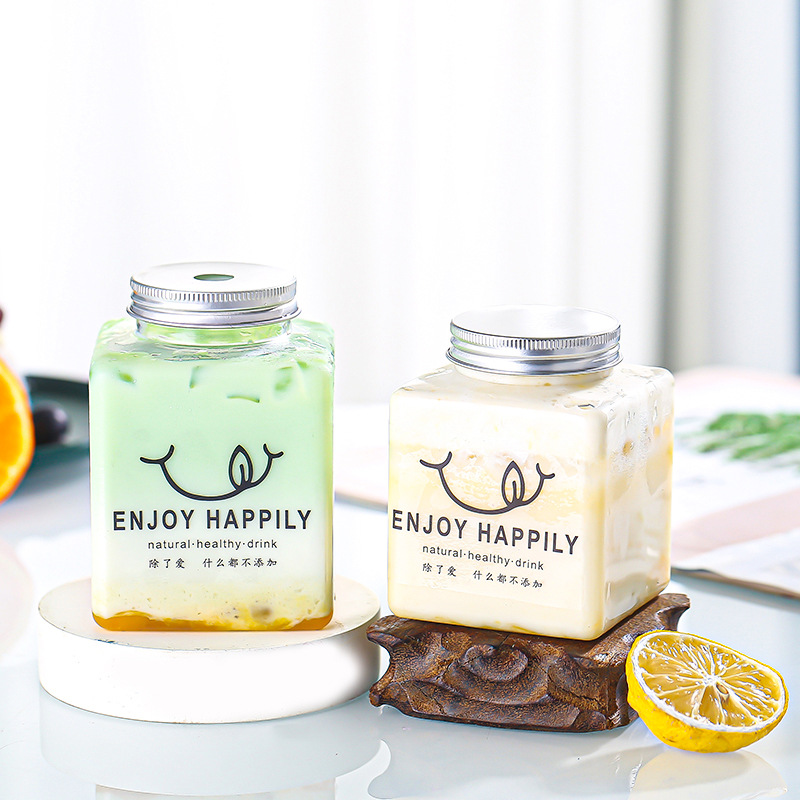 Internet Celebrity Milk Tea Cup Disposable Plastic Cup Wholesale Fat Cup Dessert Cup Drink Cup with Lid Commercial Packaging Cup