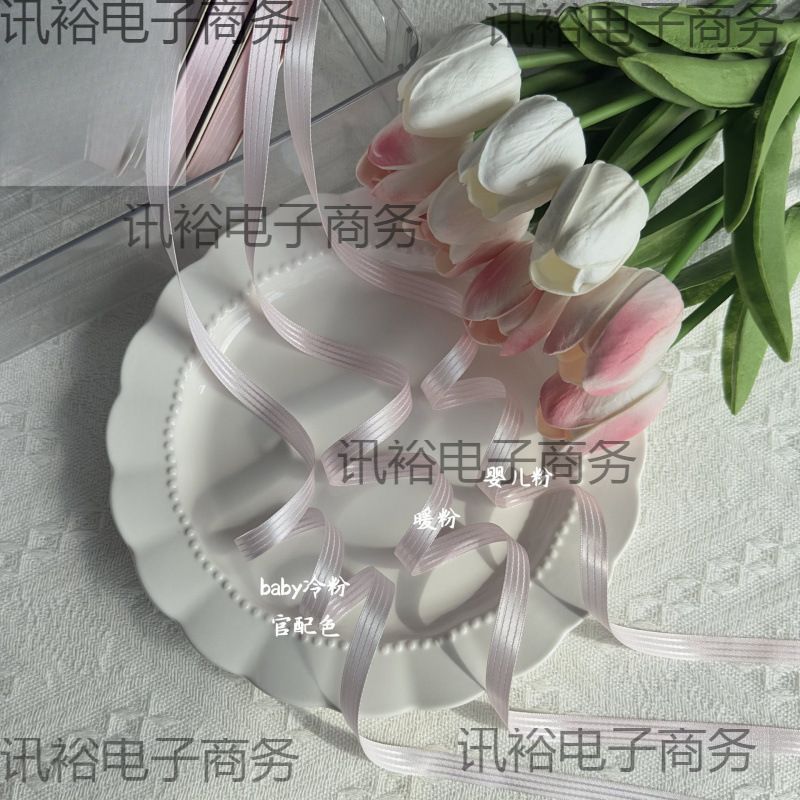 9mm High Gloss Stripesd Ribbon Strawberry Charlotte Lolita Lolita Flower Pill Handmade DIY Hair Accessories