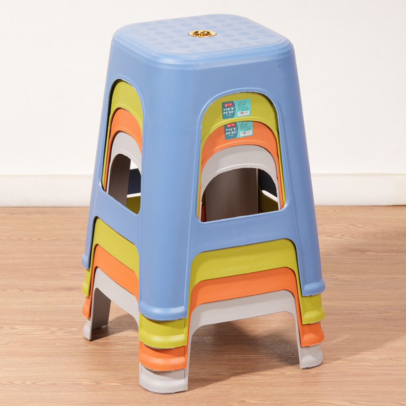 Thickened Plastic Stool for Home Living Room Stackable Dining Table High Stool Simple Non-slip Rubber Stool Spare Can Be Printed