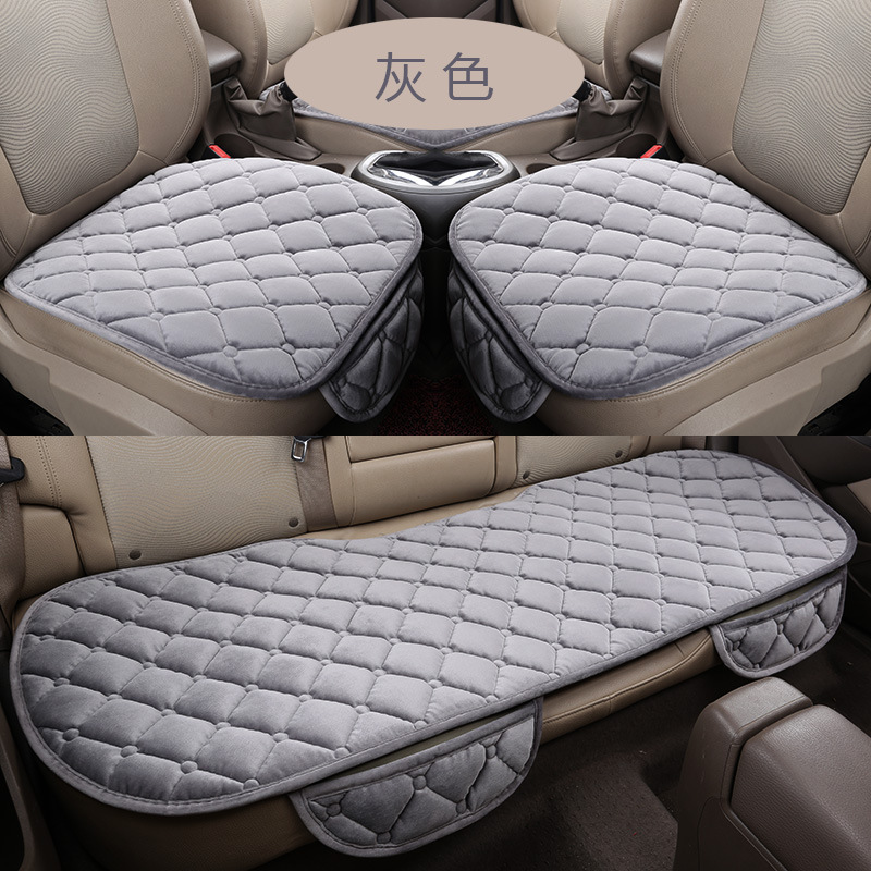 Cross-car seat cushion car cushion winter plush half bag no backrest three-piece set tie-free non-slip thick seat cushion warm-keeping single piece