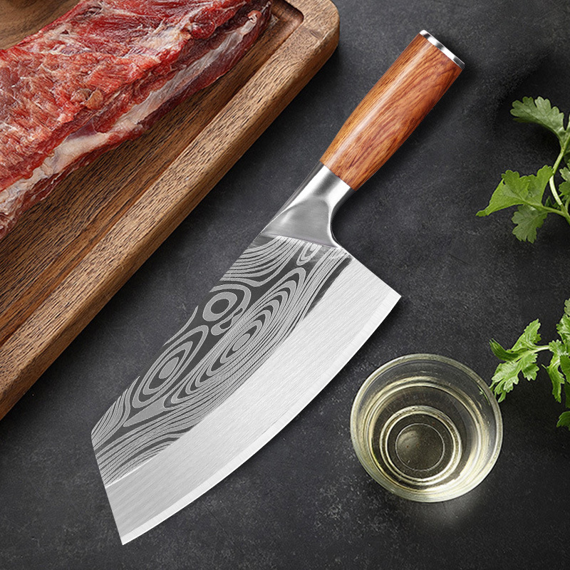 Cross-Border Damascus Pattern Chef's Knife Multi-Purpose Kitchen Knife Household Stainless Steel Meat Slicing Knife Women's Slicing Knife