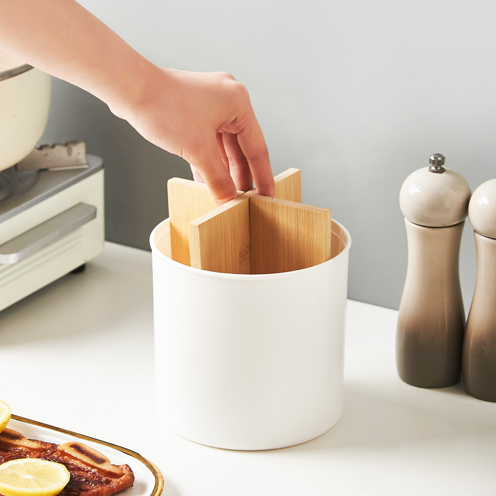 Creative Chopsticks Rack Household Kitchen Spoon Tableware Storage Tube Plastic Chopsticks Cage Storage Rack Bamboo and Wood Compartment Storage Rack