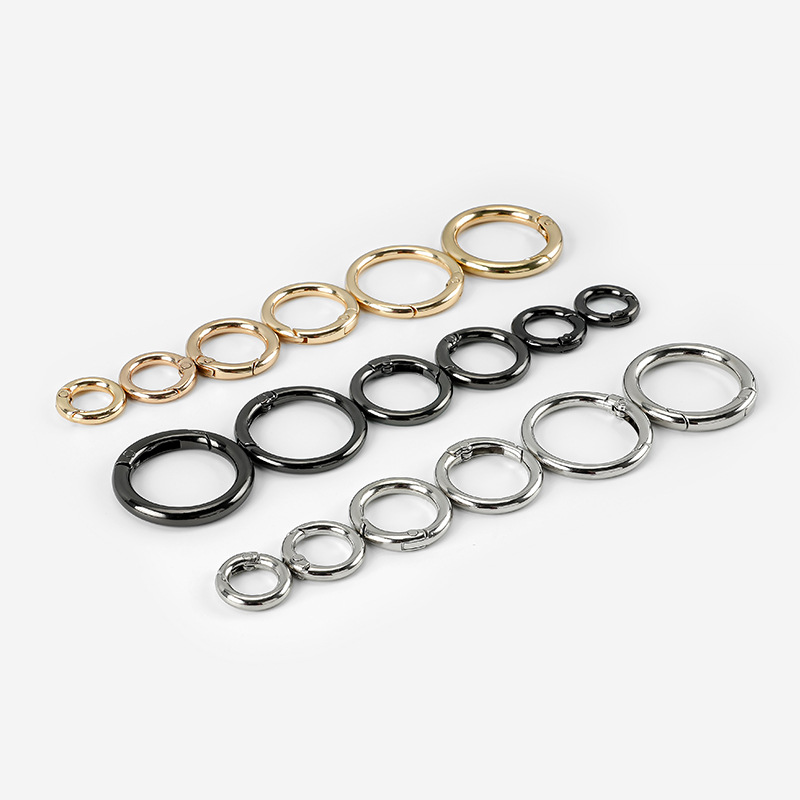 Factory cross-border zinc alloy spring ring metal open ring keychain bag hardware accessories round ring buckle wholesale