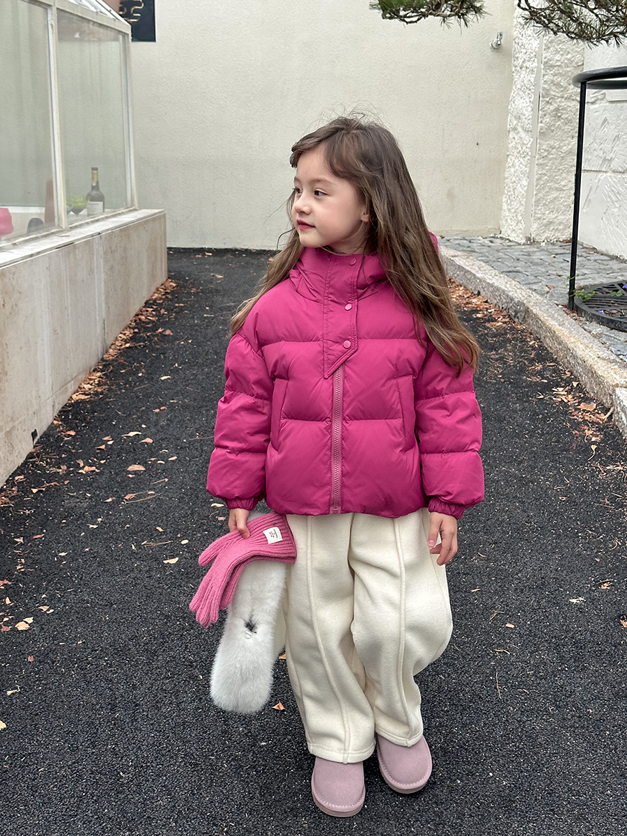 [Clearance Item] Children's Short Warm Jacket for Girls, New National Standard 90% down Hooded Puffer Coat