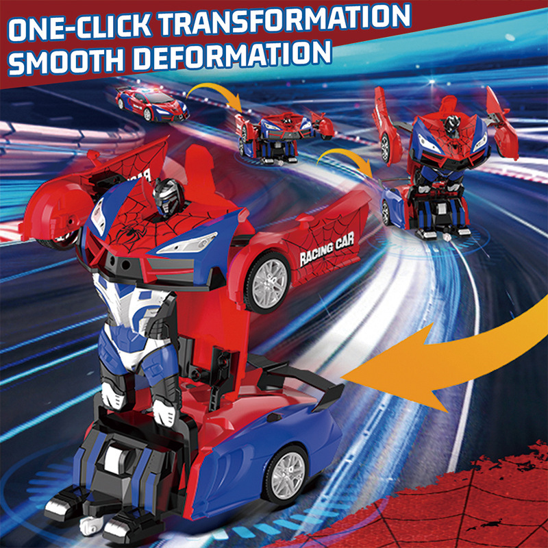 Трансформирующаяся машина-паук С демонстрацией Один клик Трансформирующийся робот Полицейская машина Световая гоночная игрушка для детей
