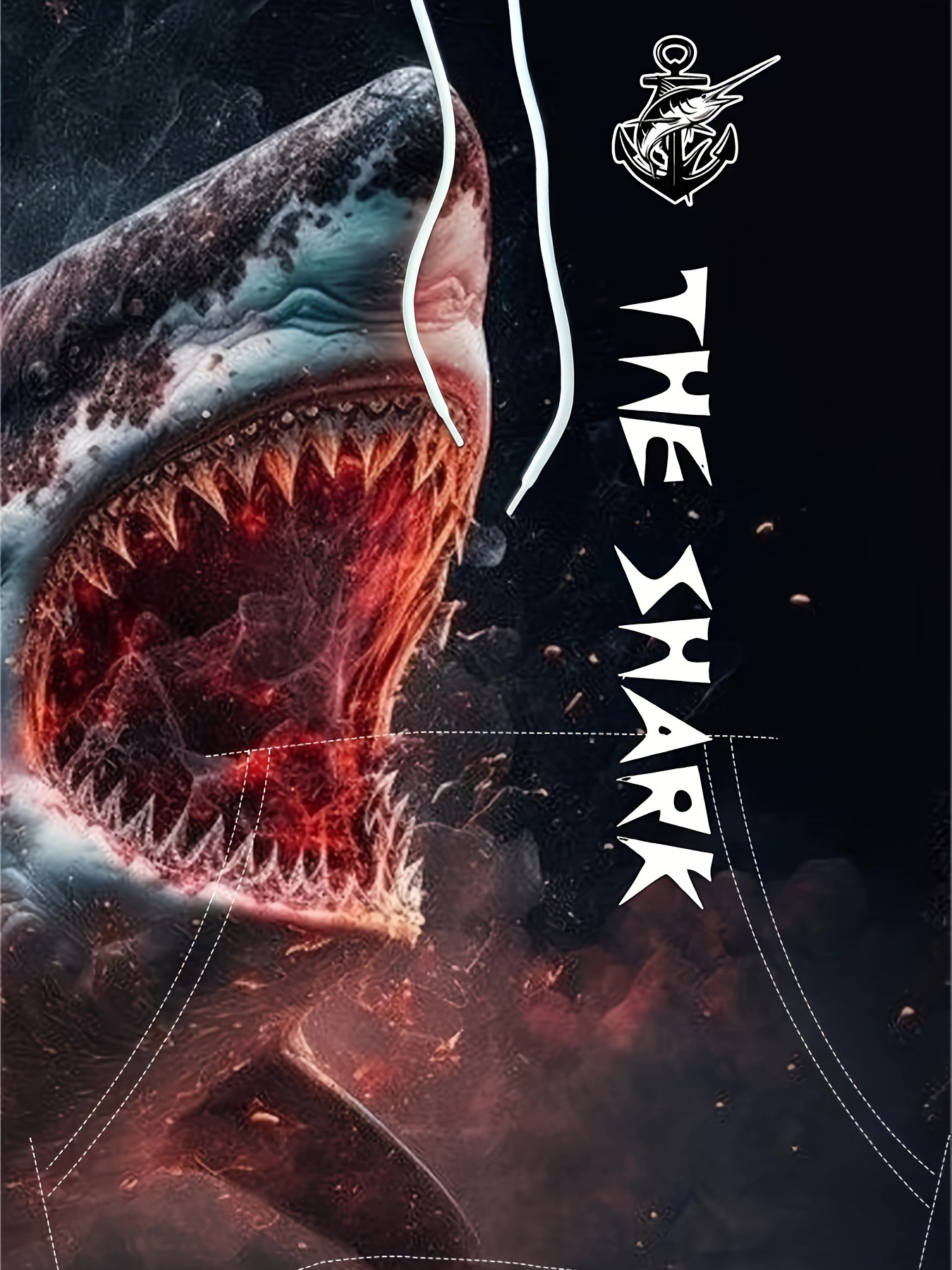 3D Men's Sweatshirt with Scary Shark Pattern, Long Sleeve