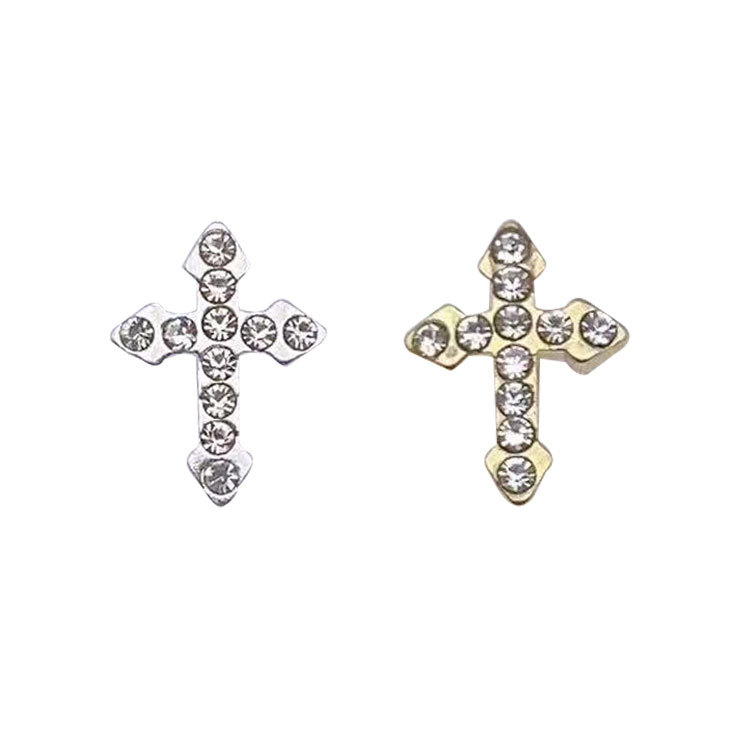 Retro Punk Style Alloy Cross Nail Art Jewelry with Diamond-Encrusted Patches Korean Ins Style Decorative Accessories