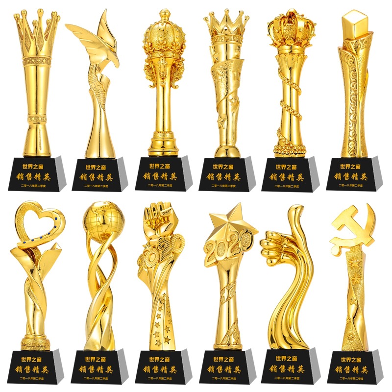 Crystal Trophy Customized Creative Resin Gold-Plated Thumb Five-Pointed Star Trophy Engraved Competition Company Annual Meeting Awards