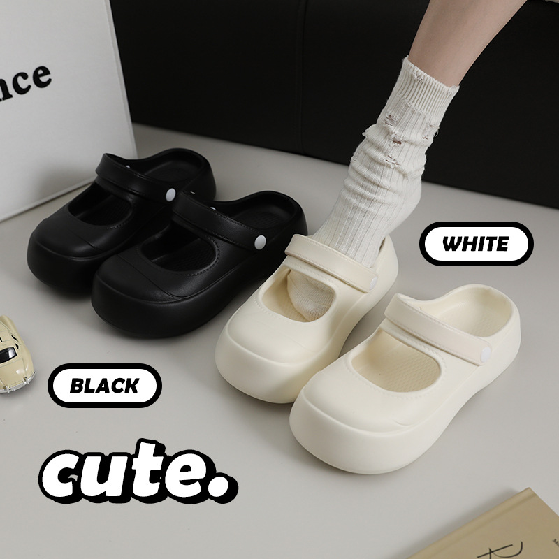 Летние тапочки Mary Jane для женщин, уличная обувь с утолщенной подошвой, EVA пляжные тапочки