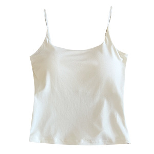 Upgraded Clothes Hanger with Simple Style Solid Color Camisole Latex Chest Pad Korean Style Ins Base Outer Wear Top for Women