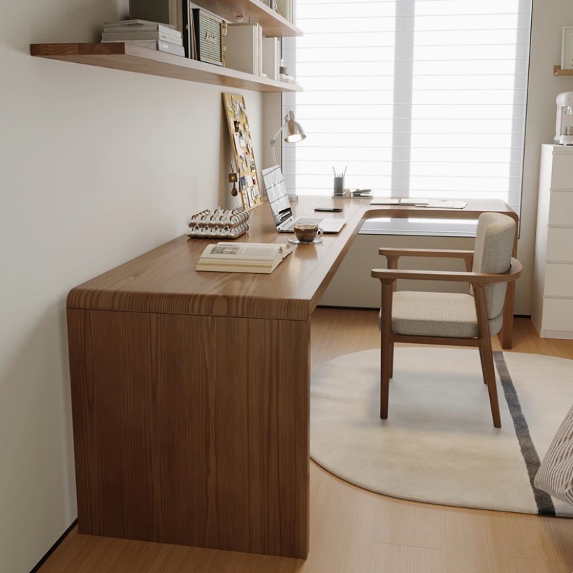 Simple Solid Wood L-shaped Desk Home Corner Computer Desk Student Study Writing Desk Bedroom Corner Workbench