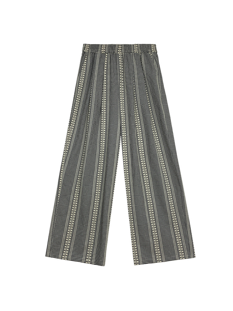 plus size Women's Design Stitching Plaid Wide Leg Pants Spring New Lazy Style Niche Loose All-match Mop Pants