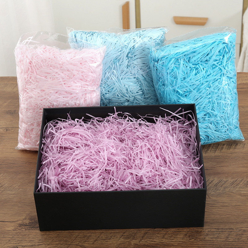 Color raffia grass shredded paper wedding gift bag candy box filler pleated paper chicken nest grass manufacturers wholesale