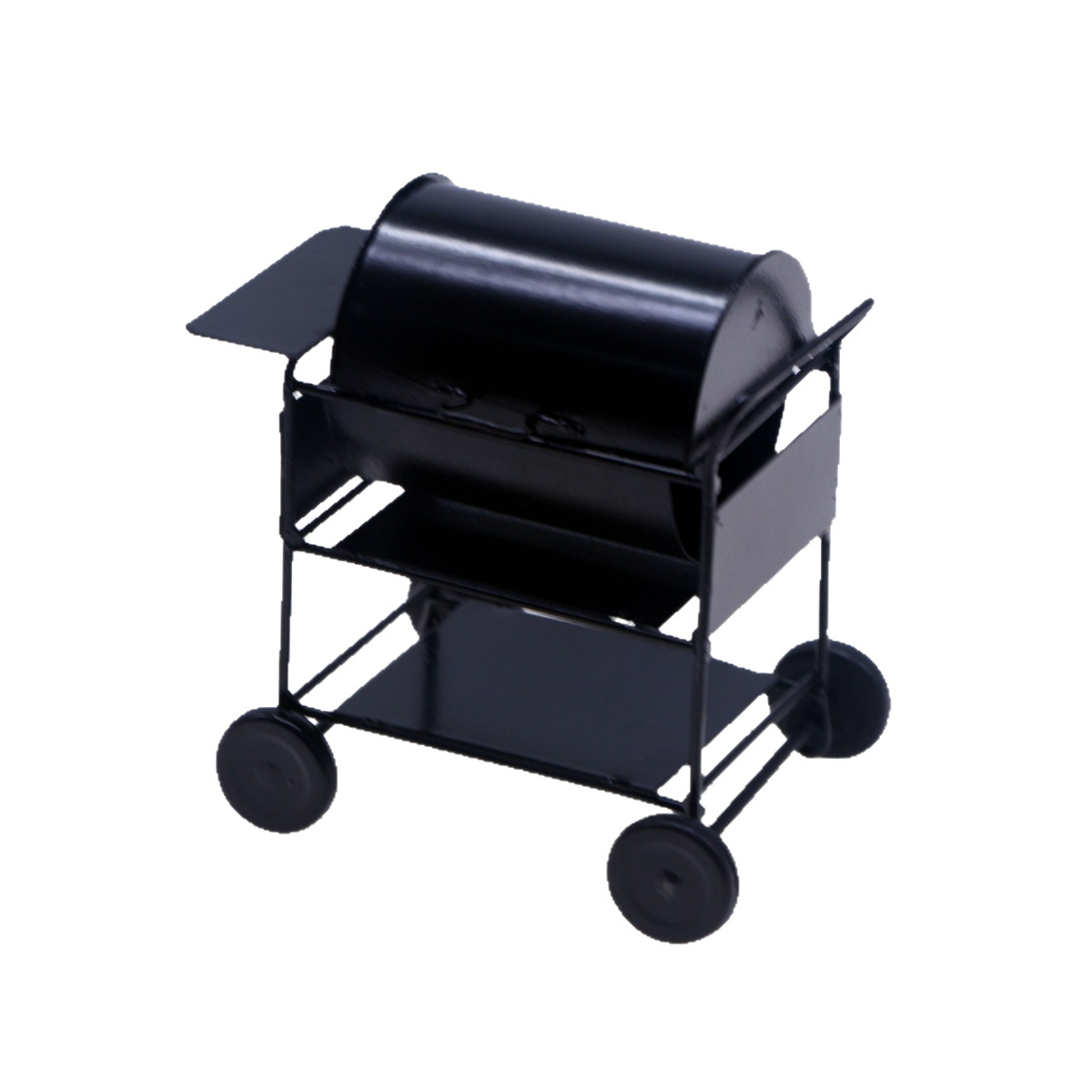 1:12dollhouse Dollhouse Mini Black Iron Outdoor Barbecue Truck Artificial BBQ Oven Miniature Model