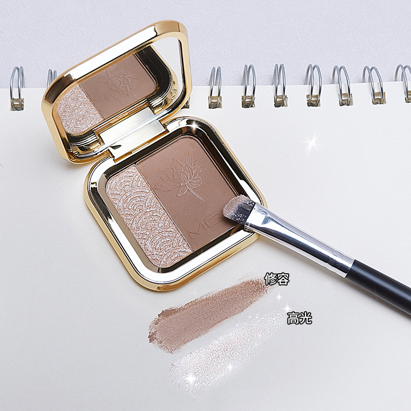 Mgl Two-Color Highlight Contouring - Nose Shadow, Matte Brightening Pearlescent Glitter, No Fake Whitening, No Dirty, Brush Out V Face