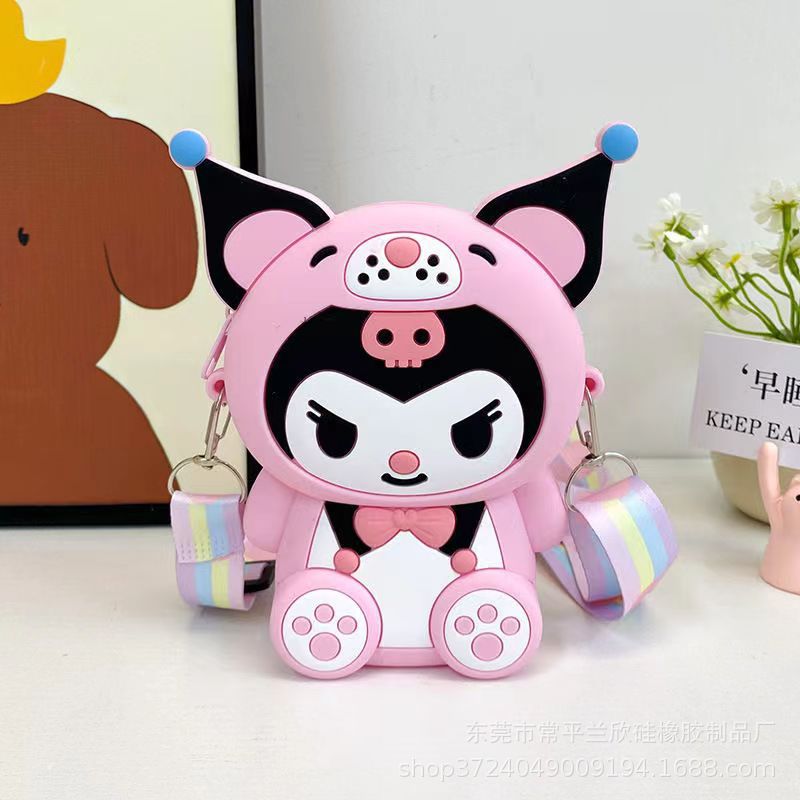 Cute Kidsren's Silicone Bag Kuromi Cross-Body Coin Purse Clothing Trendyy Girls Shoulder Bag Cartoon Princess Bag