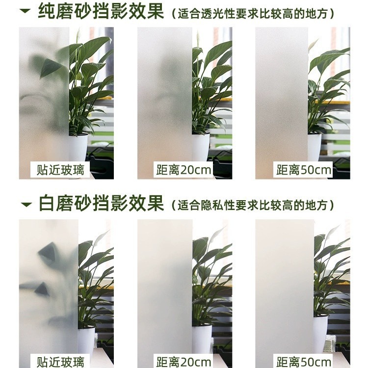 Self-Adhesive Frosted Glass Sticker Insulation Sun Protection Office Window Bathroom Toilet Sliding Door and Window Blackout Film