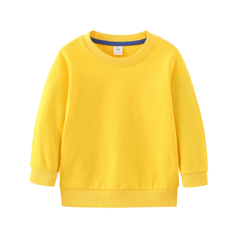Children's Sweatshirt Pure Cotton Spring & Fall Terry Thin Pure Color Blank Round Neck Long-Sleeved Outwear Hoodie Clean Version Kidsren's Clothing Cross-Border