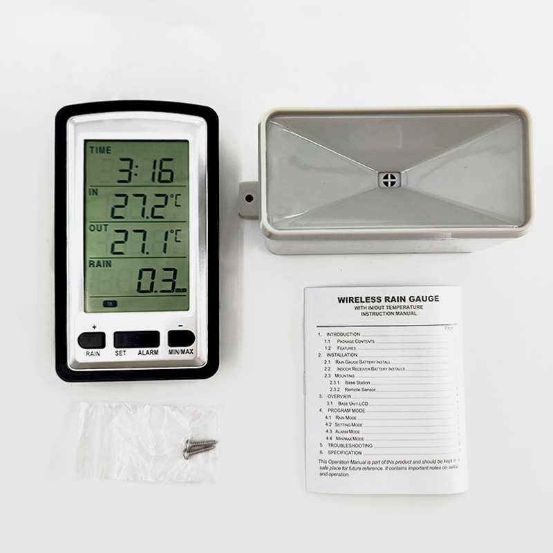 Misol Wireless Indoor and Outdoor Thermometer Rain Meter Alarm Clock English Original Instruction Manual Wh-0531-1