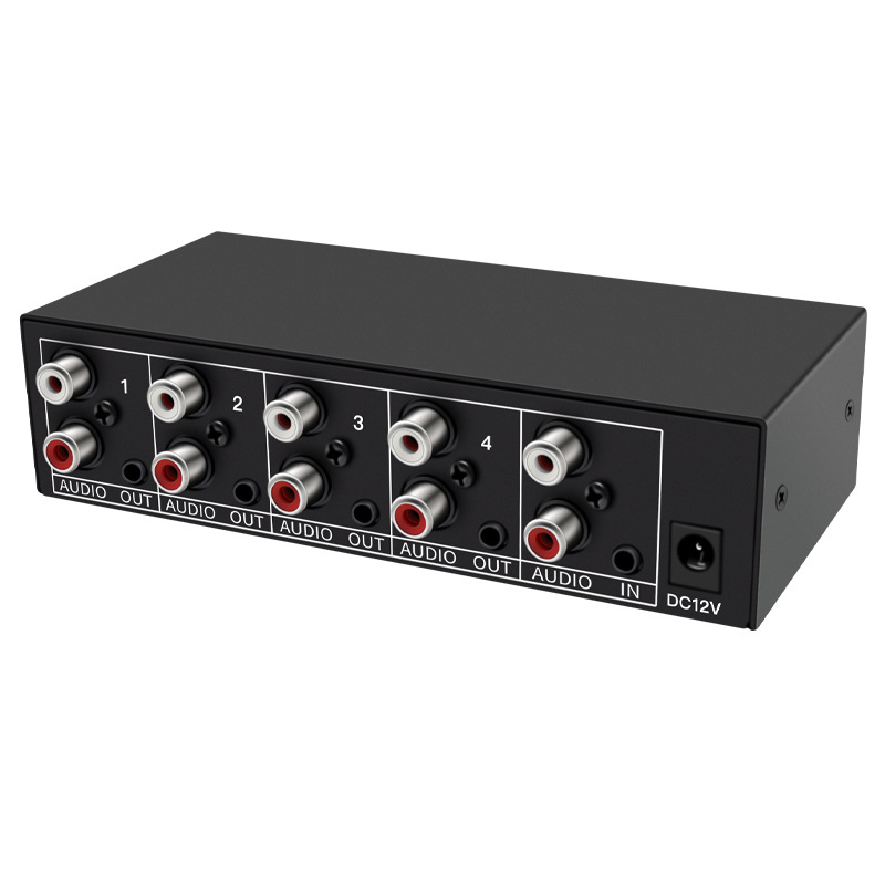 Stereo distributor 1x4 4-port high fidelity distribution Lotus RCA headphone audio 1 in 4 out