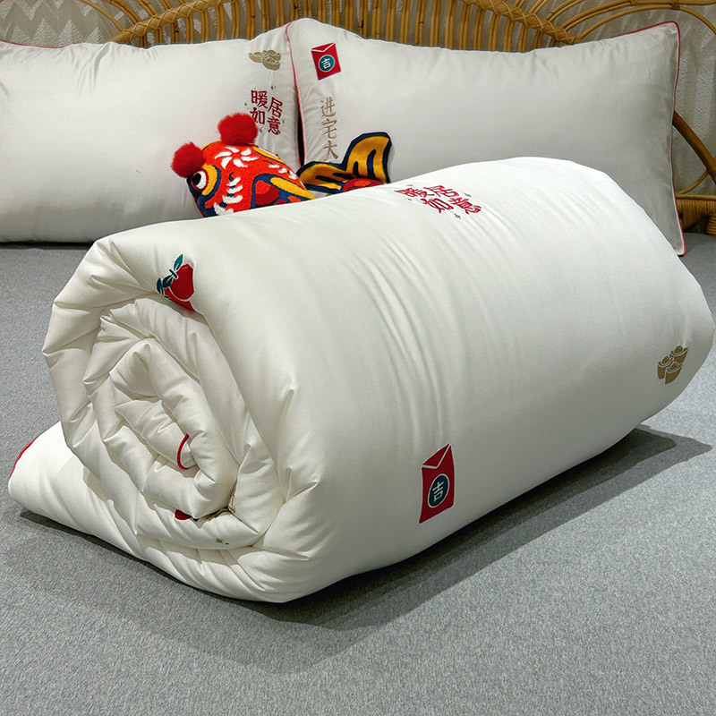 60s satin fabric housewarming Ruyi quilt spring and autumn quilt core soft and comfortable thickened winter quilt mattress household single double