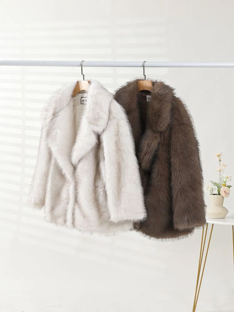 Faux Fur Coat Lapel Fashion Warm Women Clothing Autumn Winter Imitation Fur Jacket Manufacturer Wholesale 2025