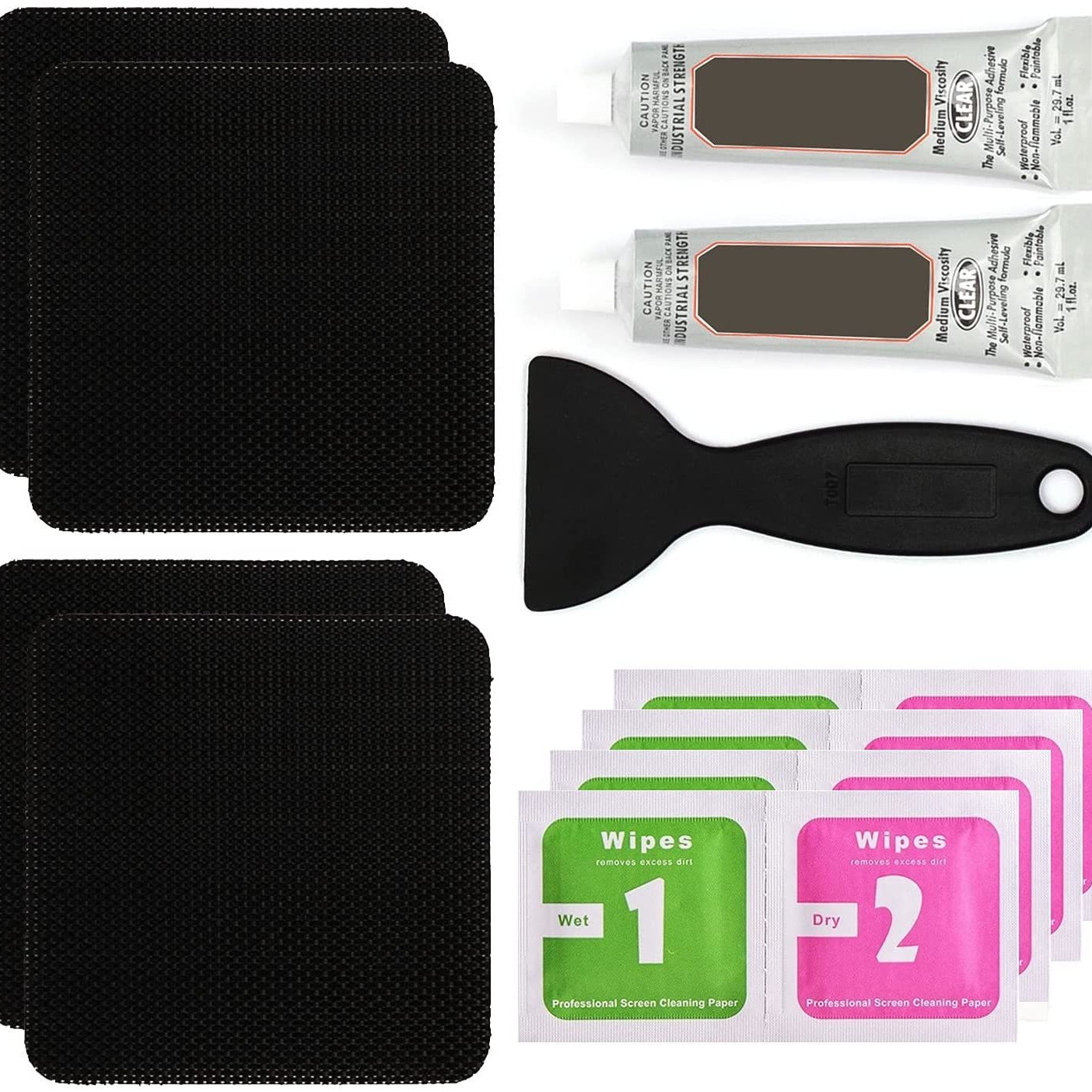 Trampoline patch repair kit 4 "X 4" square patch | Repair tearing or holes in trampoline pad