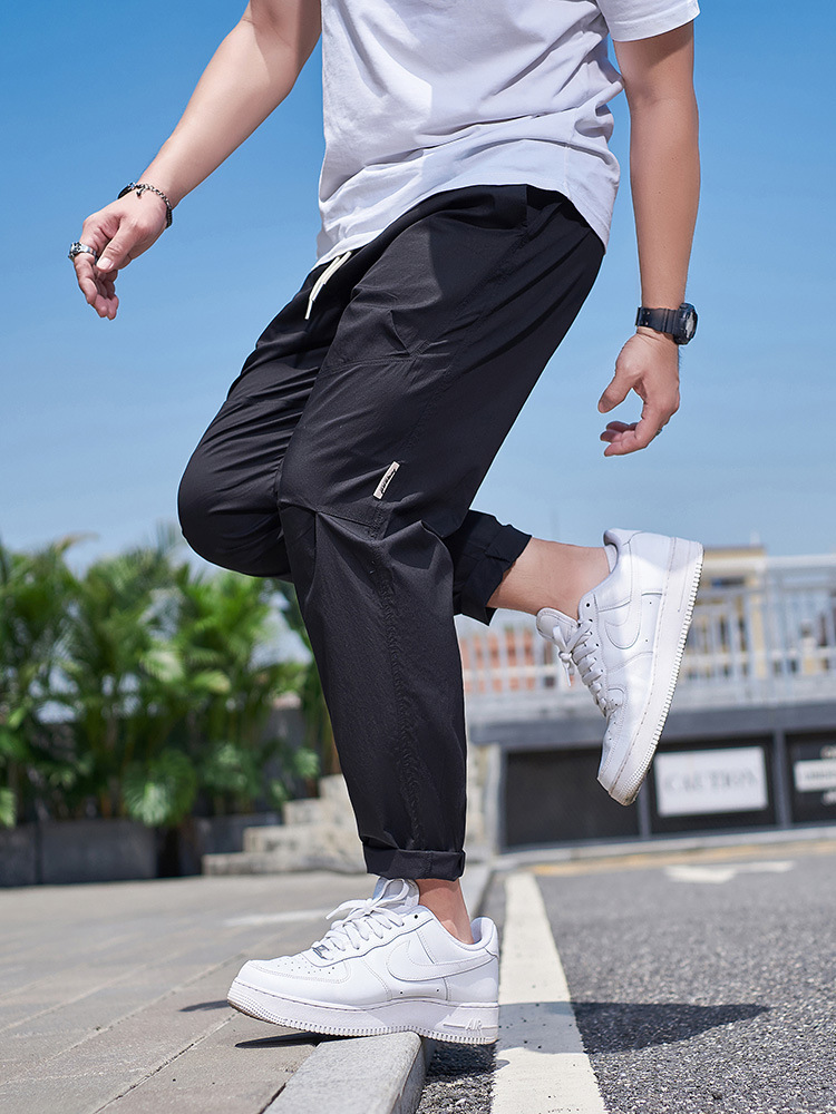 K3043 | Commuter thin overalls summer new Jagger brocade cotton net color tapered straight tube loose pants men