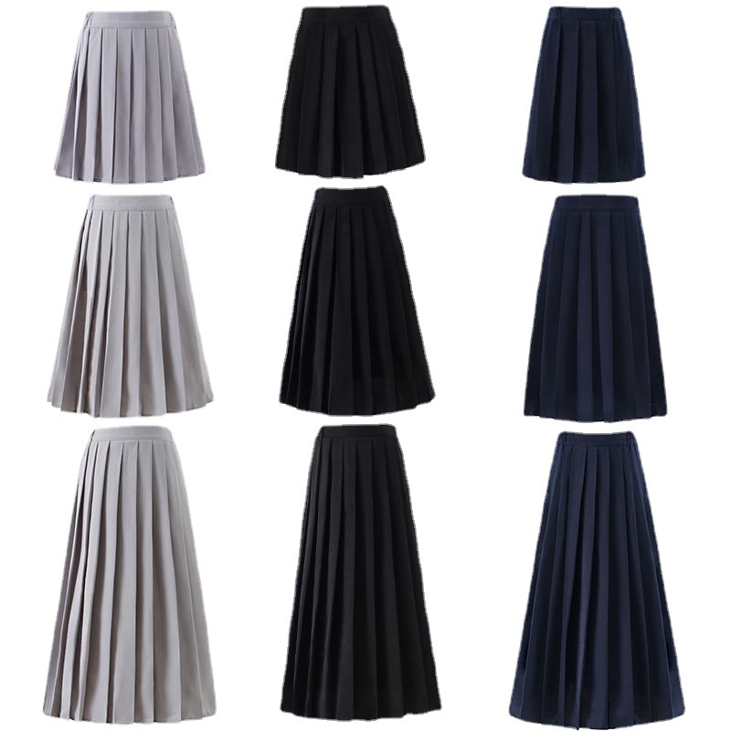 Japanese Style Jk Black 2025 Versatile Preppy Style A-Line Skirt Large Size Skirt Women's Mid-Length Brown Floral