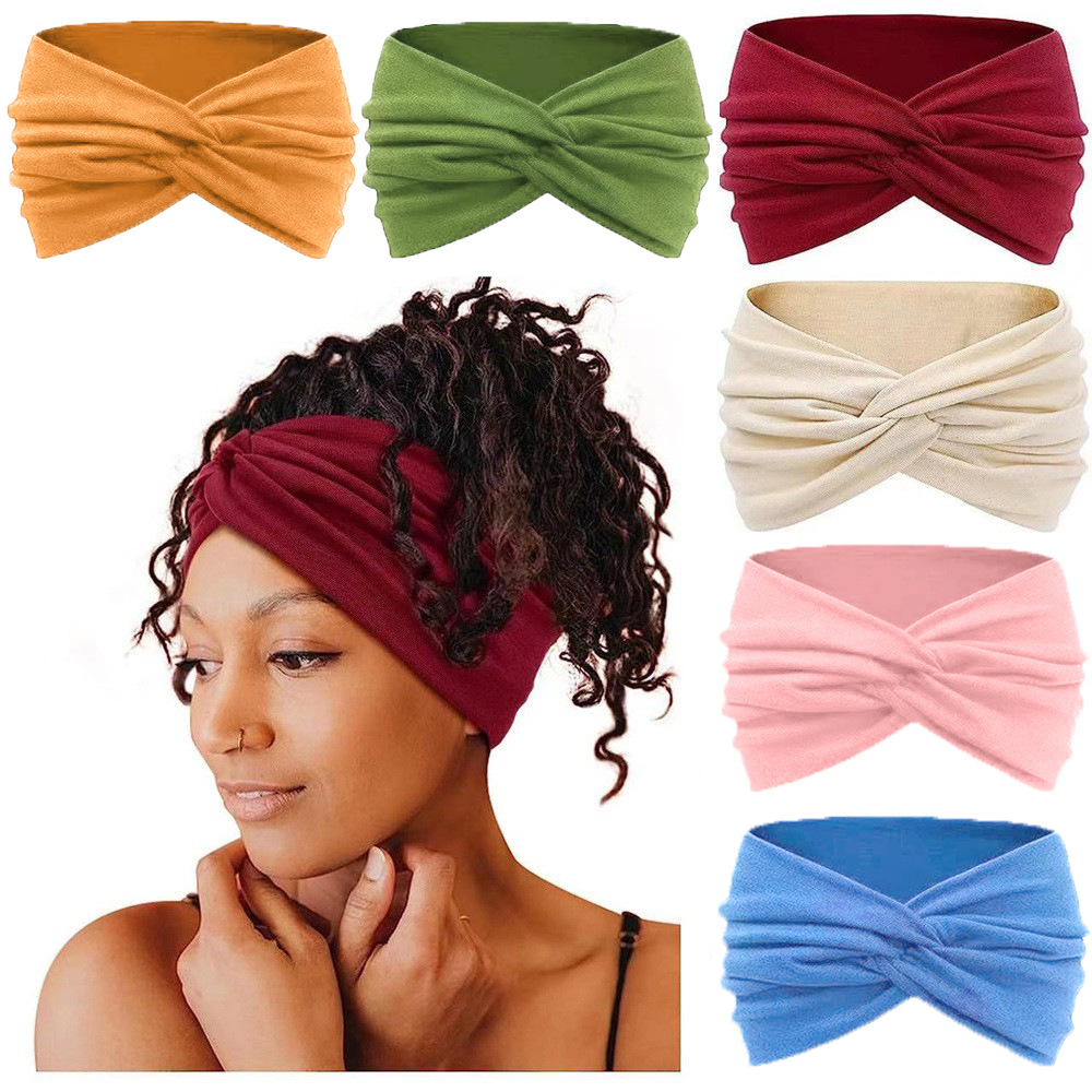 European and American New Women's 18cm Widened Hair Band Headband Yoga Elastic Hair Band Running Hair Band Sports Sweat-absorbent Head