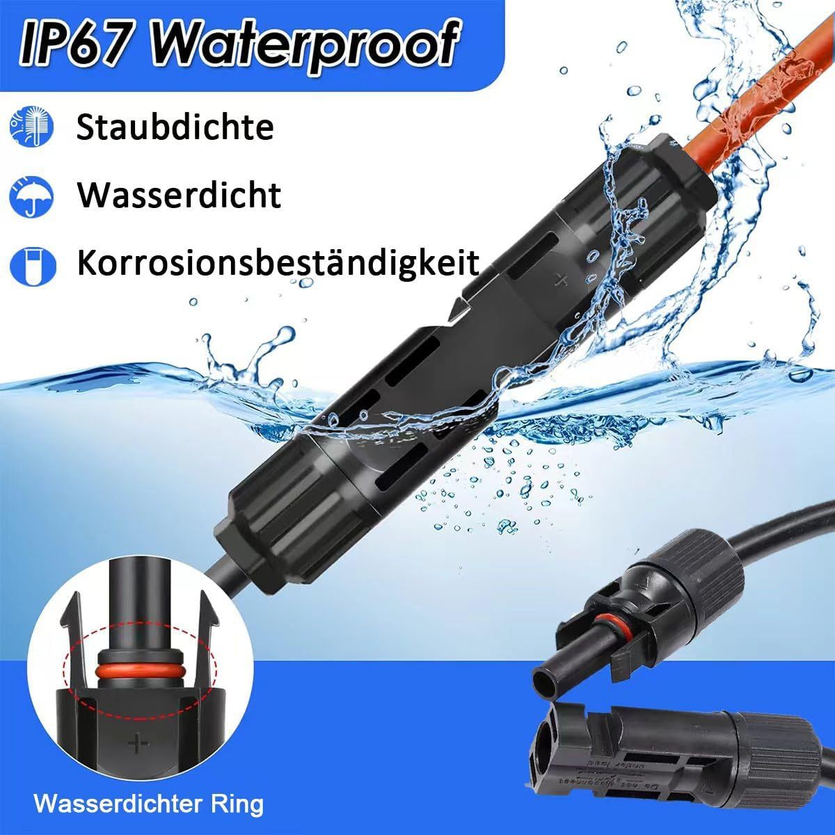 Zycbernoi 2m X 2 Solarkabel Zubehör Set, 4mm² Solarkabel V