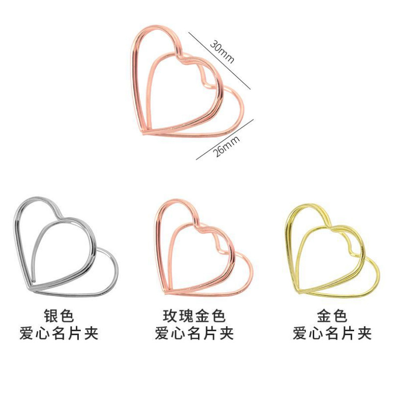 Double-Layer Three-Dimensional Card Holder, Heart-Shaped Seat Holder, Metal Standing Desktop Message Note Holder, Card Holder, Metal Note Holder